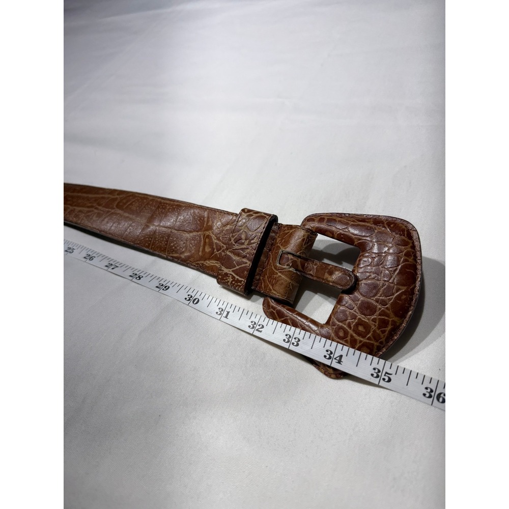 Vintage Compagnie Internationale Express Brown Croc Embossed Leather Belt Large - Picture 2 of 4